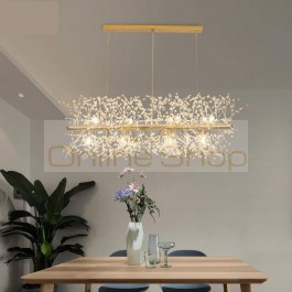Modern restaurant lamp creative dandelion bar light living room luminaire suspendu gold lighting G9 led strip crystal Hanglamp