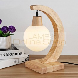 Modern Simple Bedroom Decor LED Wood Table Lamp Nordic Art Creative Glass Lampshade Study Bedside Lights 