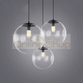 Modern simple glass ball pendant lamp dia 15 20 25 30cm Nordic clear glass creative hanging lamp restaurant aisle light fixture