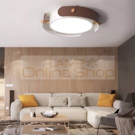 Modern Simple Round LED Ceiling Hanging Lamp for Living Room Nordic Wood Hanglamp Bedroom Home Study Deco Ceiling Light Fixtures