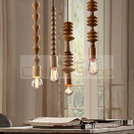 Modern Solid wood pendant lamp Japanese Nordic creative wood skewer hanging lamp living dining room wooden light fixture