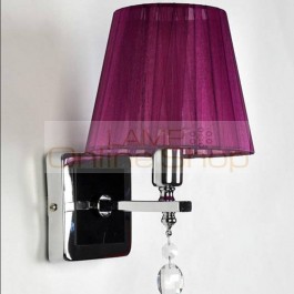 Modern wall lamps Purple black cloth lampshade led indoor lighting wall sconce hotel bedroom bedside lamps aisle light fixture
