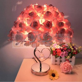Modern wedding decoration table lamp marriage bedroom bedside Crystal desk lamp creative PU Roses flower lampshade light fixture