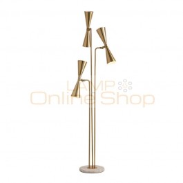 New classical Creative 3 heads Floor lamps Plated Gold metal lustre Hotel villa Luxury Deco LED Standing light Marble 