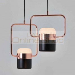 New postmodern led pendant lights plated rose gold wought iron nordic simple suspension lamp dining room bedroom hanglamp light