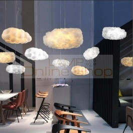 Nordic 100cm 120cm 220V LED White Clouds Pendant Light soft Silk Lamp Decorate Clouds Hanging Light For Hotel Lobby Restaurant
