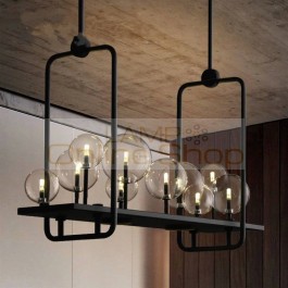 Nordic Art LED Pendant Lamps Industrial Restaurant Pendant Lights American Glass Ball Hanging Lamps Living Room Kitchen Fixtures