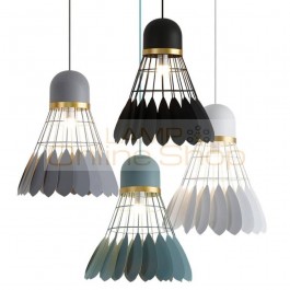 Nordic Badminton iron pendant lights modern white/black/gray/green macarons hanging lamp for dining room restaurant bar lighting