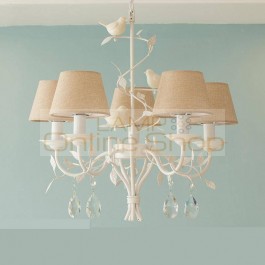 Nordic Creative Bird Chandeliers Candle Chandelier Fabric Shade Chandelier Lustre Light Lighting Modern Led Ceiling Lamp