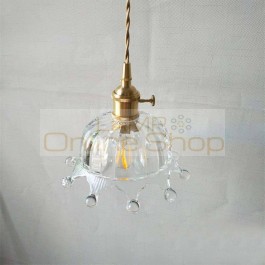 Nordic crown glass droplight dia 18cm clear glass lampshade copper lampholder creative pendant light dining room kitchen bedroom