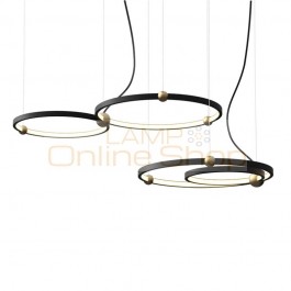 Nordic Dining room Pendant lights Modern simple Metal Round Ring Combo Art Creative Black Droplight Led Lighting fixture