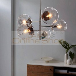 Nordic Glass Ball Pendant Light restaurant 5 lights Magic bean Bubble creative hanging lamp Bar Dining Room Lighting Fixture