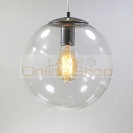 Nordic glass pendant lights 15 20 25 30cm clear glass ball black silver dining room coffee home industrial suspended lighting