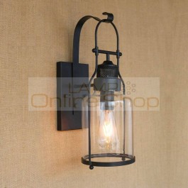 Nordic indoor lighting creative wall lamps with glass guard metal cage Warehouse loft stair aisle hotal deco wall hanging lamp