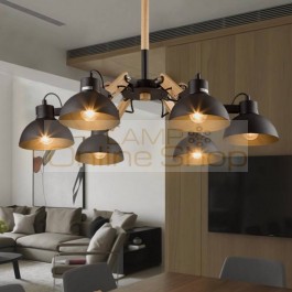 Nordic Korean loft wooden chandelier light wood dining room lamp retro industrial adjustable Chandelier