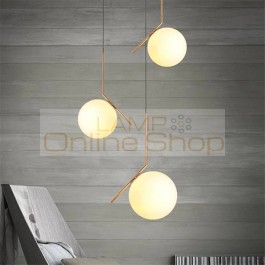 Nordic LED Ball Pendant Lamps Fixtures Dining Bedroom Room Frosted LED Pendant Lights Glass Shade Socket Hanging Lamps Luminaire