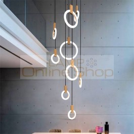 Nordic LED Chandelier Modern Living Room Pendant Lamps Bedroom Decor Fixtures Stair Lighting Loft Illumination Long Hanging Lamp