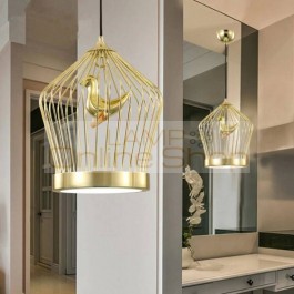 Nordic Light Modern Iron Art Deco Golden Bird Cage LED Chandelier Lighting Restaurant Bedroom hanglamp Balcony Hanging Lights