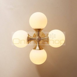 Nordic Modern Copper Glass Lampshade LED Ceiling Lamp American Bedroom hanging lamp Living Room Balcony Light Fixtures