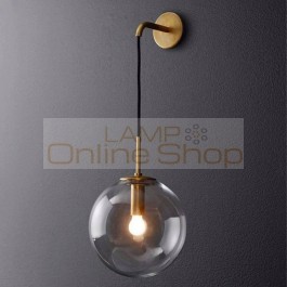 Nordic Modern LED Wall Lamp Gray/Clear Glass Ball lampshade Bathroom Mirror bedroom Beside Wall Light Sconce Home Lighting