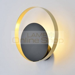 Nordic modern led wall light G9 gold black round creative bathroom mirror lighting fixture stair aisle bedroom bedside wall lamp