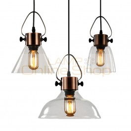 Nordic modern pendant lights clear glass lampshade vintage industrial lighting suspension for Restaurant Bar cafe Hanging lamp