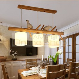 Nordic modern restaurant suspension lamp 2/3 head wooden and resin bird pendant light for kids bedroom living room light fixture