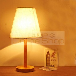 Nordic modern simple cloth lampshade wooden table lamp bedroom/study room/office Lighting Fixture vintage bedside reading lamp