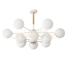 Nordic molecule Wood art LED Pendant lights Creative personality Post Modern Living room Bedroom Milk white glass Droplight