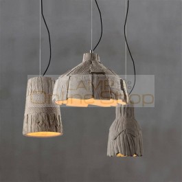 Nordic Vintage Hanging Lights industrial wind retro lamp nostalgic restaurant imitation bark cement pendant chandelier