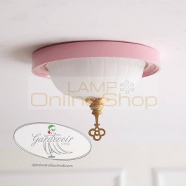 Nordic pink white bedroom ceiling light lucky gold key led lamp bedroom light ceiling lamp cloakroom home decoration lighting
