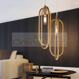 Nordic Post Modern Annular LED Living Room Pendant Light Golden Restaurant Hanging Lamp Bedroom Pendant Lighting Fixtures