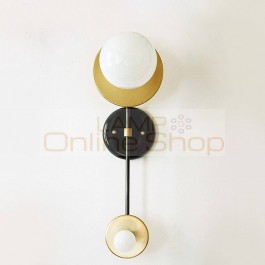 Nordic Post modern Simple Wall lamps Living room Bedroom corridor Real brass wall lights black gold 2 heads LED E27 Fixture