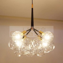 Nordic Postmodern Glass Bubble Ball LED Chandelier Lighting Simple Round Shape Bedroom Living Room Restaurant Art Light Fixtures