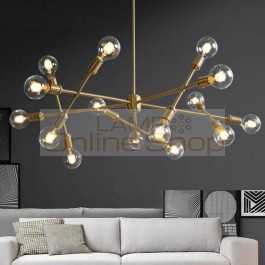Nordic Postmodern Simple Magic Bean Molecular LED Chandelier Lighting for Living Room Copper Bedroom Hanglamp Light Fixtures