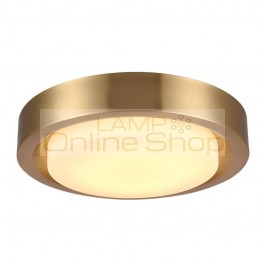 Nordic round all copper ceiling lights gold luxury foyer bedroom dining room American ceiling lamps LED ceiling mounted lamp