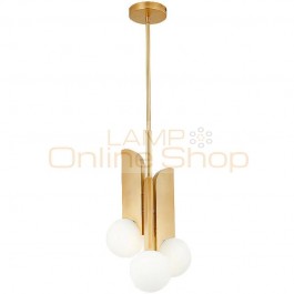 Nordic simple Three head pendant lights living room Post modern milk white glass shade gold lamp body droplight E27 LED BULBS