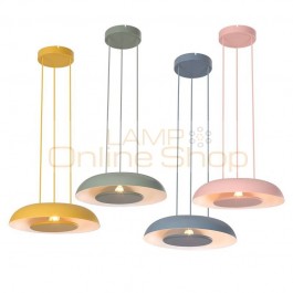 Nordic single head pendant lights macarons post modern minimalist creative foyer lamp creative colorful LED iron art droplight