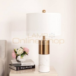Nordic table Lamp Post Modern White Marble Luxury Simple Copper Plated desk lamp Room Bedroom Bedside Design art decoration