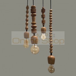Nordic vintage pendant lighting 4 style DIY Wooden string japan Solid wood kitchen restaurant hanging suspension lamp