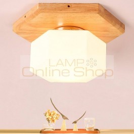 Northern Europe Countryside Modern Simple Solid Wood Diamond LED Ceiling Lamp Living Room Bedroom Aisle Decor Wall Lamp Fixture