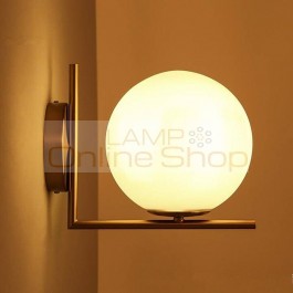 Northern Europe Modern Simple LOFT Industrial Wind Glass Ball Wall Lamp American Creative LED Bedroom Bedside Living Room Lights