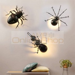 Outdoor Insects LED Ant Spider Beetle Wall Lamps Interesting Animal LED Wall Lights Black Iron Wall Lamps Wall Luminaire Bracket