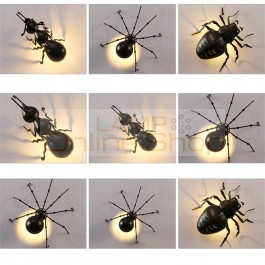 Outdoor LED Ant Spider Beetle Wall Lamps Interesting Animal Insect Wall Lights Black Iron Wall Lamps Wall Luminaire Bracket Lamp