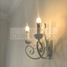 Pastoral rustic crystal lights Lighting Bedroom Led Wall Light Bedside Lamp Warm Simple White Iron Candle Wall Lamp