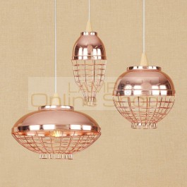 Plated Rose Gold iron pendant lights 3 styles Modern Industrial Vintage Metal BirdCage Creative hanging lamp for restaurant cafe