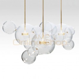 Post Modern Bolle Clear Glass Ball LED Pendant Light bar Nordic Metal Glass Pendant Lighting for living room