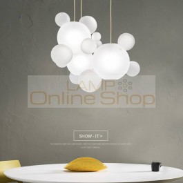Post modern creative pendant lights foyer frosted milky white glass ball bubble droplight hotel restaurant light 