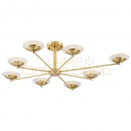 Post modern Creative Real brass pendant lights Brief living room bedroom light luxury droplight 6/8 heads glass shade lighting