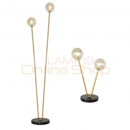 Post modern floor lamps living room decoration Iron art plated gold lamp body 2 heads glass ball lampshade bedroom bedsiade LED